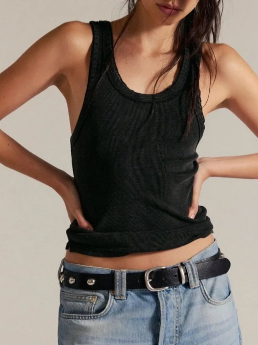 NWOT Free People Rowan Tank in Black L